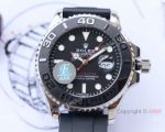 Swiss Quality Copy Rolex Yachtmaster 42MM Citizen Black Rubber Strap Watch